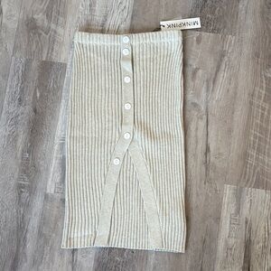 NWT MINKPINK Natural Necessity Knit Skirt Size Small Faux Buttons Cotton